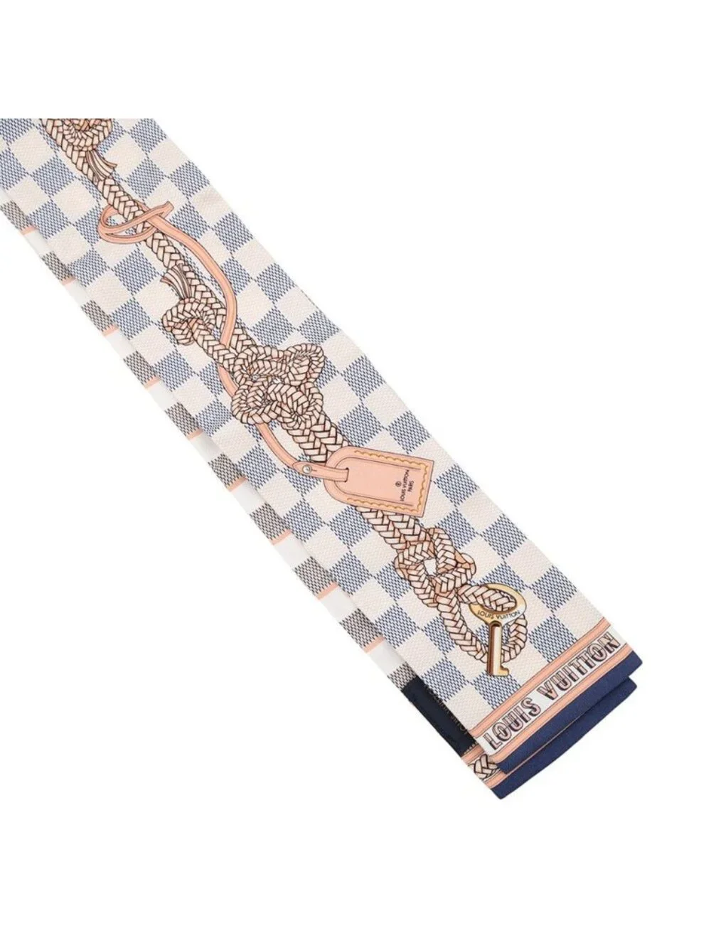 Louis Vuitton Scarf Bandeau Damier Azur Infinity Silk White